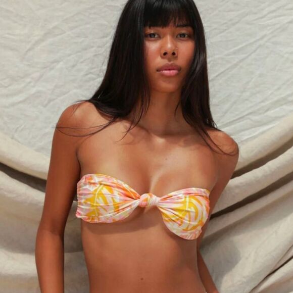 NWT Stone Fox Swim SET Lele Top and Roca Bottom Hot Tropix Orange Revolve XL - Picture 11 of 13
